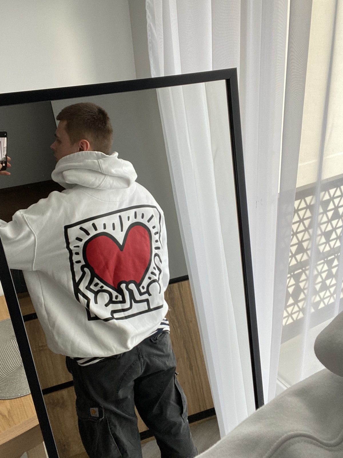 Vintage Rare Designer Hoodie Keith Haring Art New York Love. Size US XL / EU 56 / 4 - 11 Thumbnail