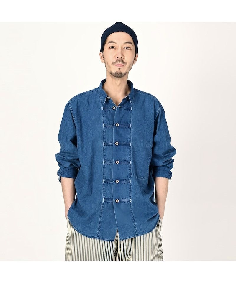 Japanese Brand 45rpm Indigo Dyed Unique Flap Japan Soft Denim Shirt Size US L / EU 52-54 / 3 - 13 Thumbnail