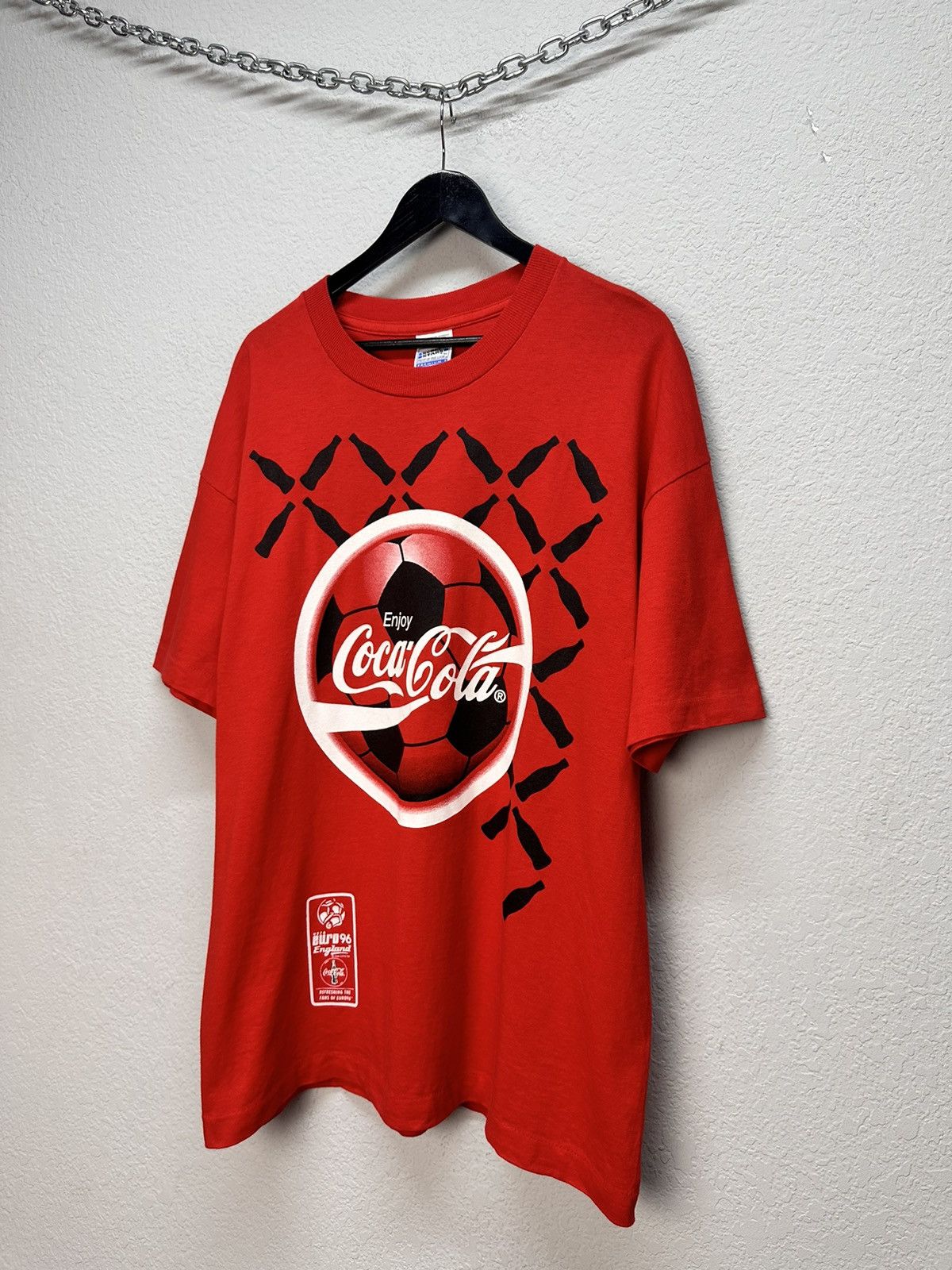 Coca Cola UEFA 1996 Euro Vintage 96 Coca Cola England Football Soccer Size US XL / EU 56 / 4 - 2 Thumbnail