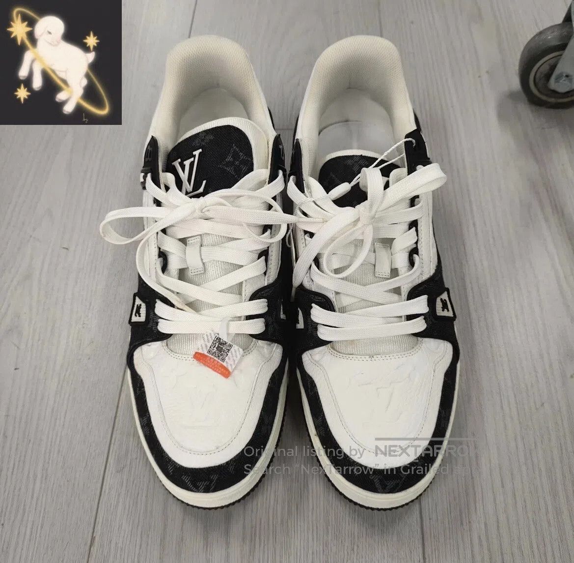 Louis Vuitton Louis Vuitton Black and white denim low-top board shoes| Size US 9 / EU 42 - 1 Thumbnail