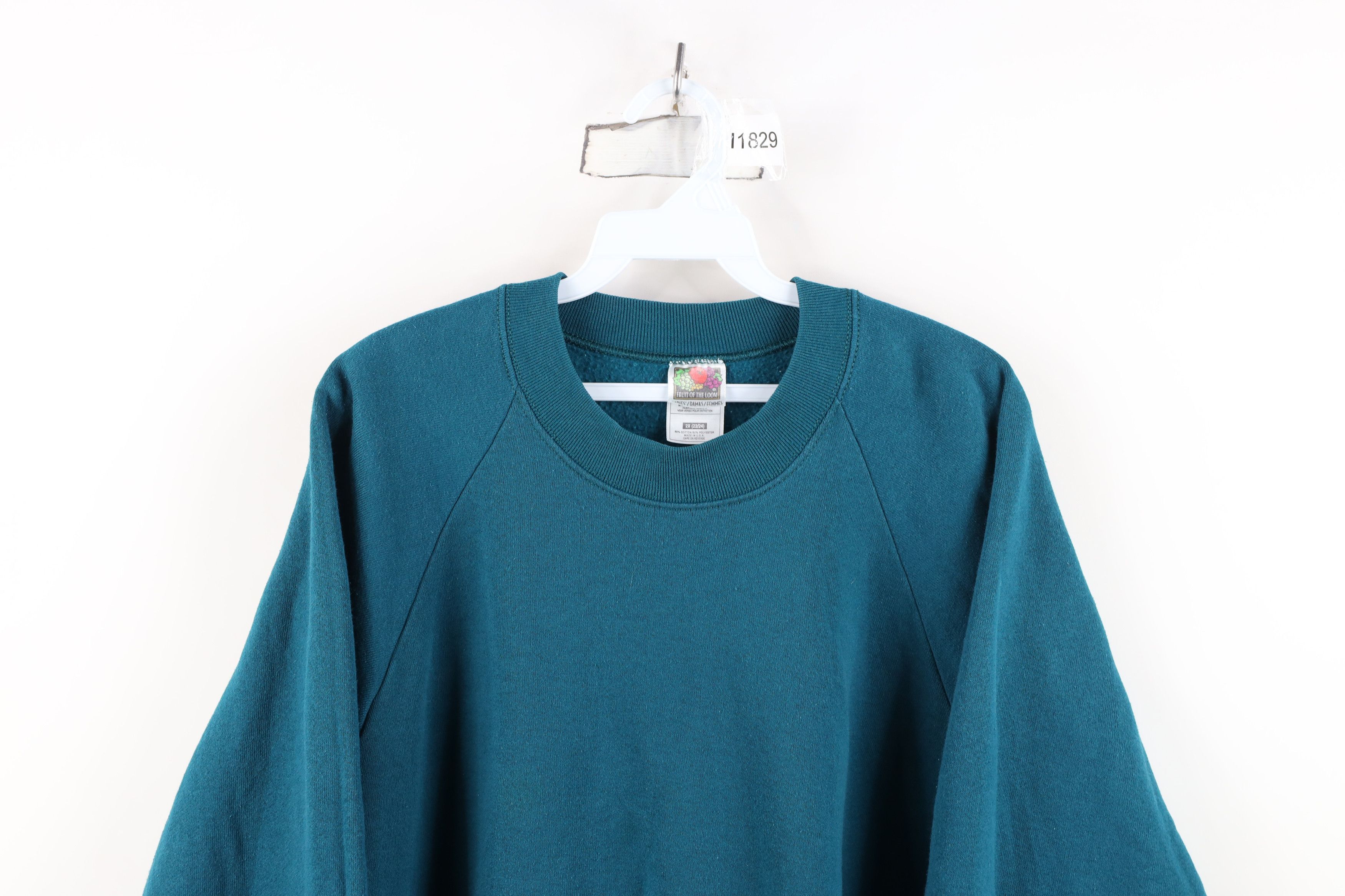 Vintage Vintage 90s Streetwear Heavy Crewneck Sweatshirt Teal USA Size XXL / US 16-18 / IT 52-54 - 2 Thumbnail