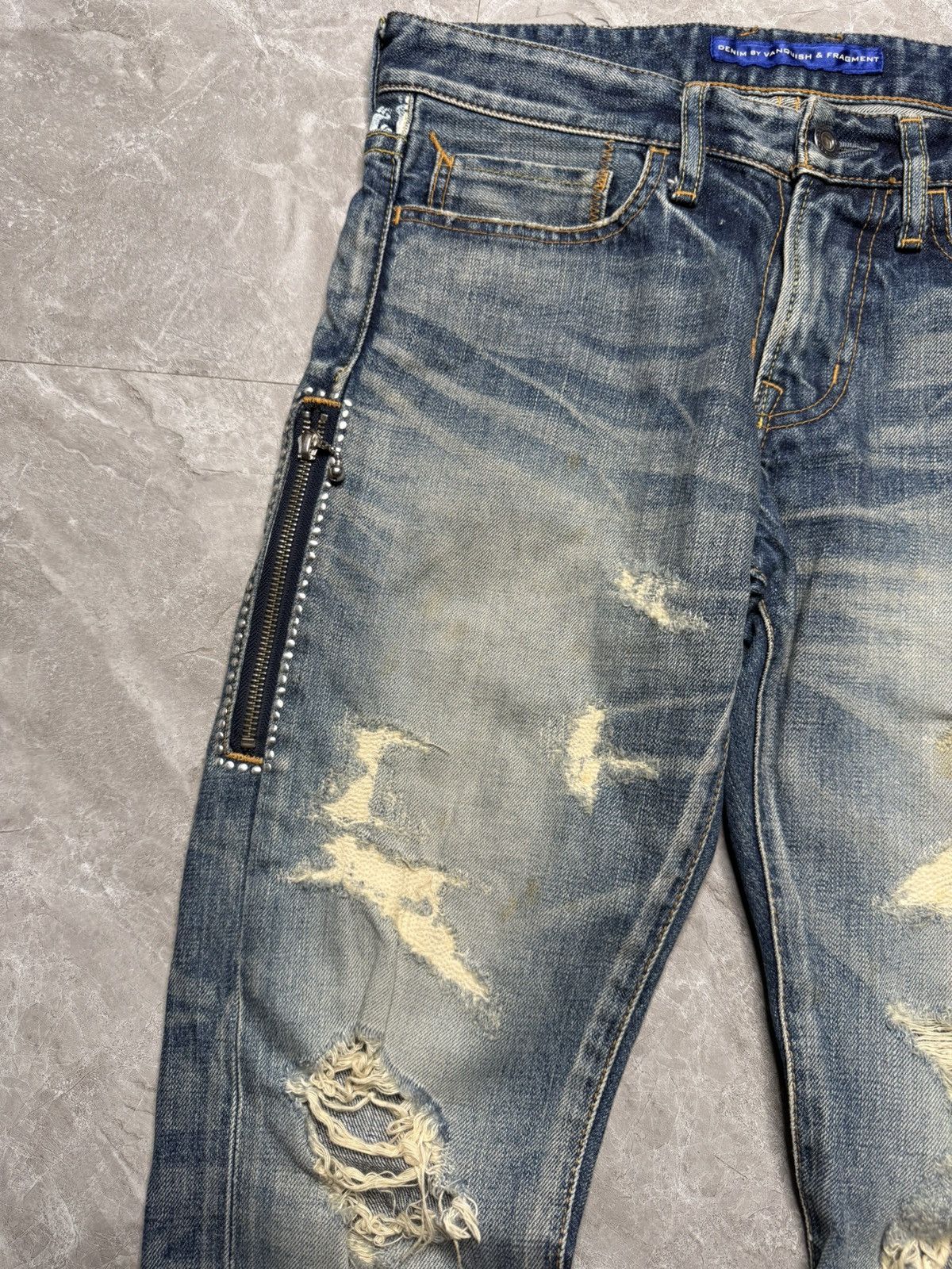 Fragment Design × Vanquish S/S 11 Distressed Jeans With Fragment Logo Size US 30 / EU 46 - 4 Thumbnail
