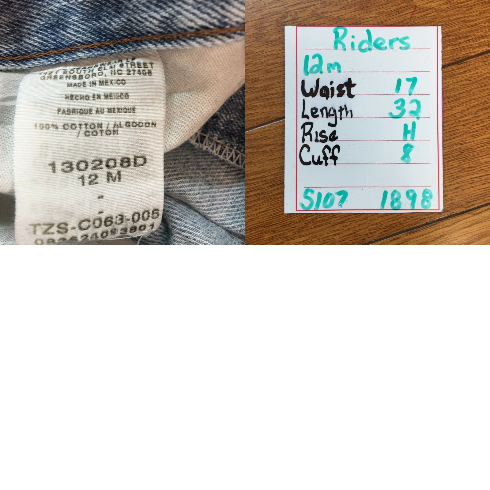 Vintage Riders Blue Denim Straight Jeans Women's Size 12 Regular Fit Stretch 34X32 Size 34" / US 12 / IT 48 - 8 Thumbnail