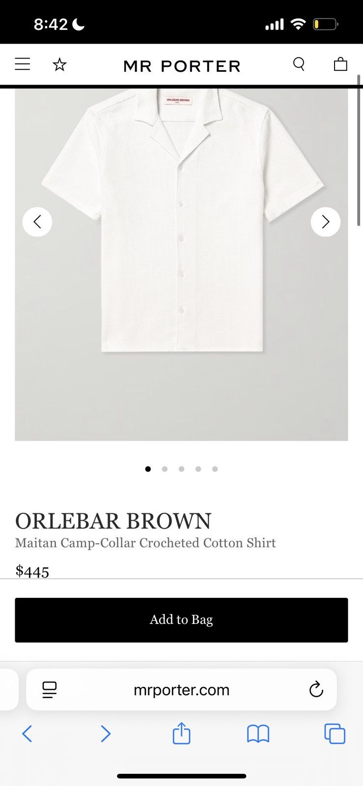 Orlebar Brown Maitan Camp-Collar Crocheted Cotton Shirt Size US XXL / EU 58 / 5 - 6 Thumbnail