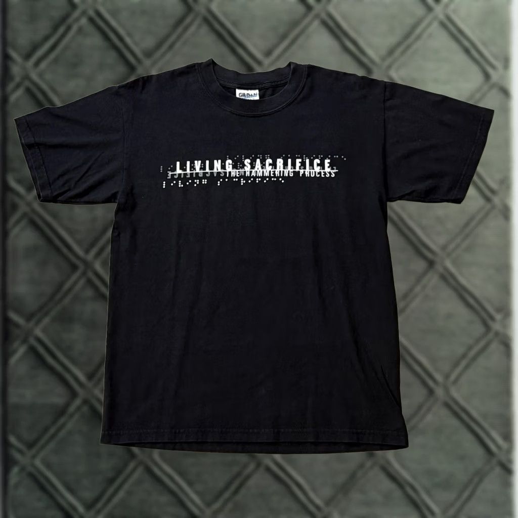 Gildan VINTAGE Living Sacrifice The Hammering Process Shirt M Black 2000s Gildan Crew Neck Metal Rock USA Mens Size US M / EU 48-50 / 2 - 1 Thumbnail