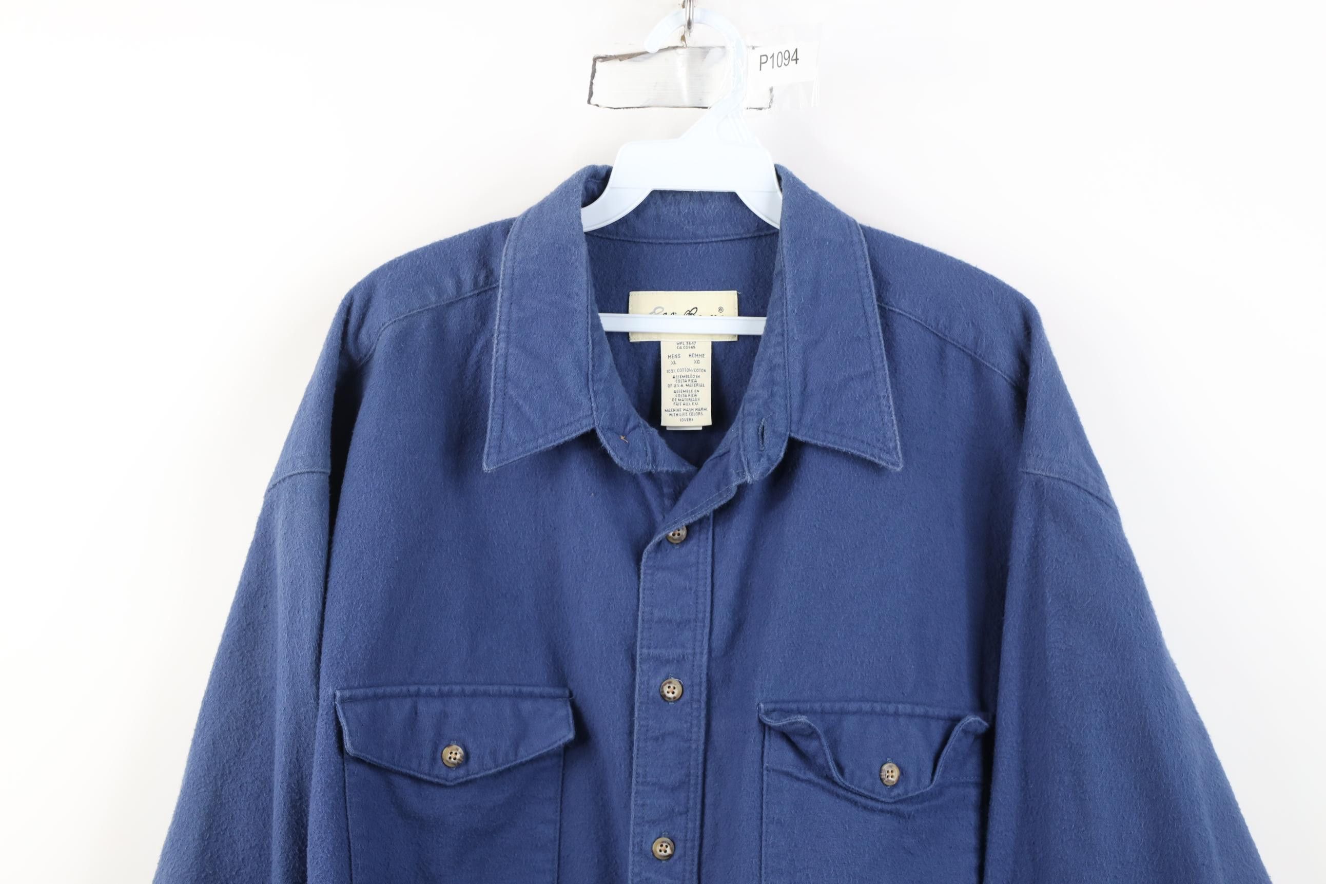 Eddie Bauer Vintage 90s Eddie Bauer Chamois Cloth Button Shirt Blue Size US XL / EU 56 / 4 - 2 Thumbnail