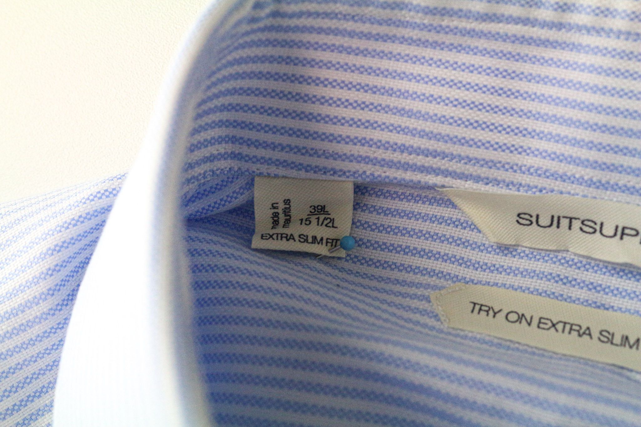 Suitsupply 39L/15 1/2L Extra Slim Blue Cotton Striped Shirt 79188 Size 40L - 5 Thumbnail