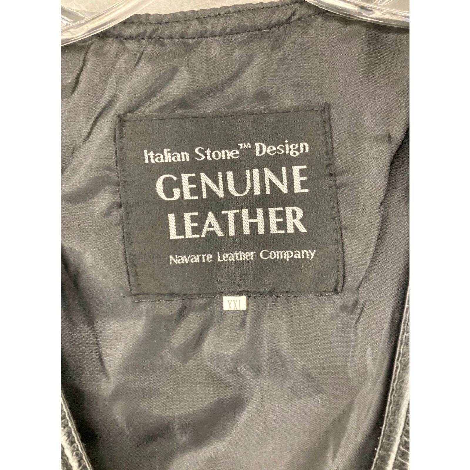 Navarre Leather Mens Vest 2XL Black Italian Stone Design Navarre Leather Company Vest Biker Motorcycle Casual Mens 2XL Black