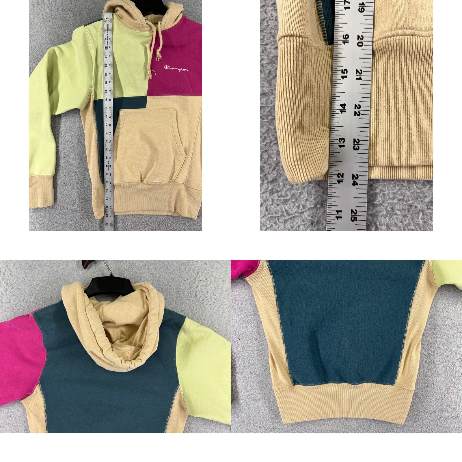 Champion Champion Reverse Weave Hoodie Colorblock Beige XS Adult Mens Long Sleeve Pullover Reversible Logo Weave Fashion Sweatshirt Size US XS / EU 42 / 0 - 9 Thumbnail