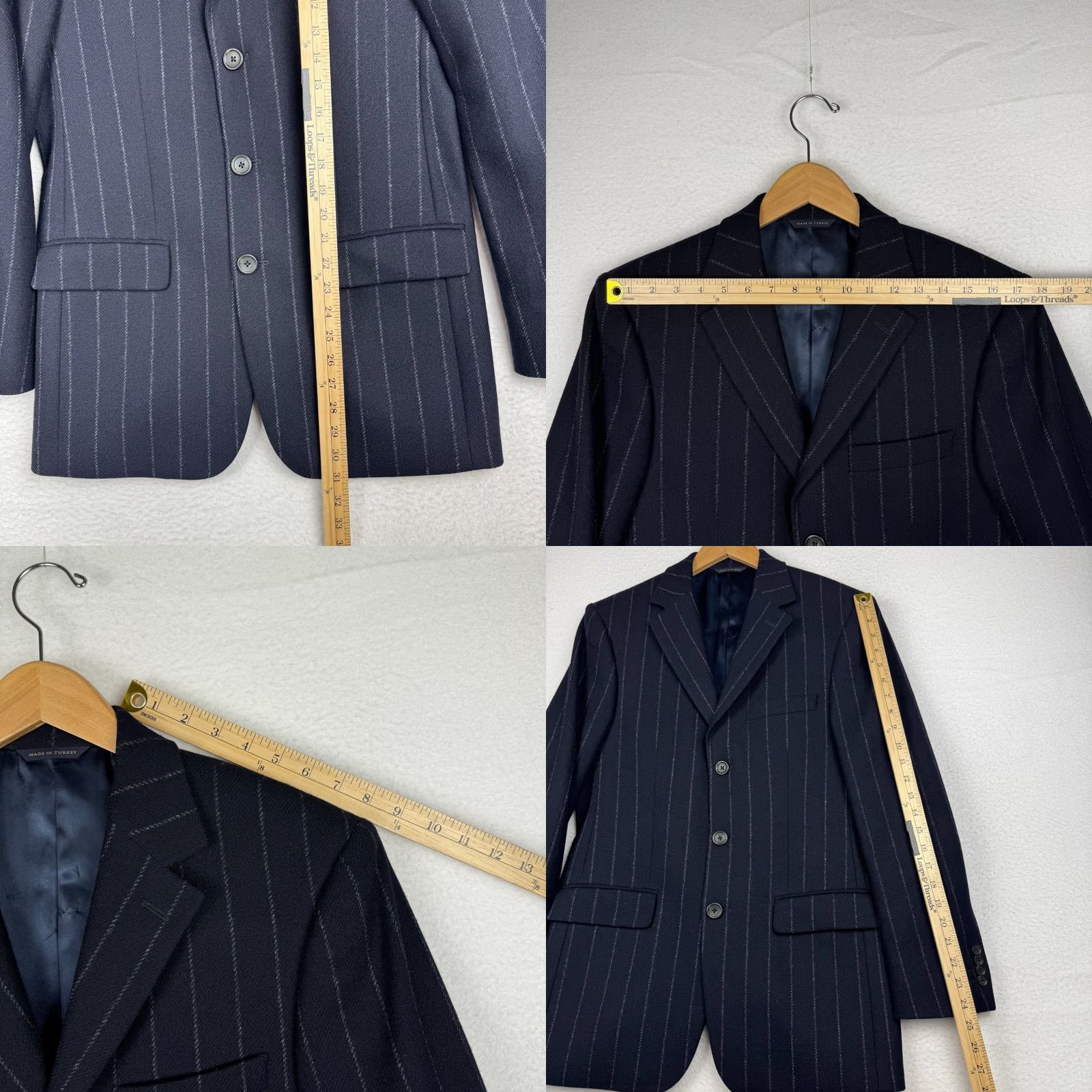 Banana Republic Banana Republic Mens Blazer Navy Blue Wool 36R 2 Piece Notch Lapel Slim Fit Coat Jacket/Coat Size 36R - 8 Thumbnail