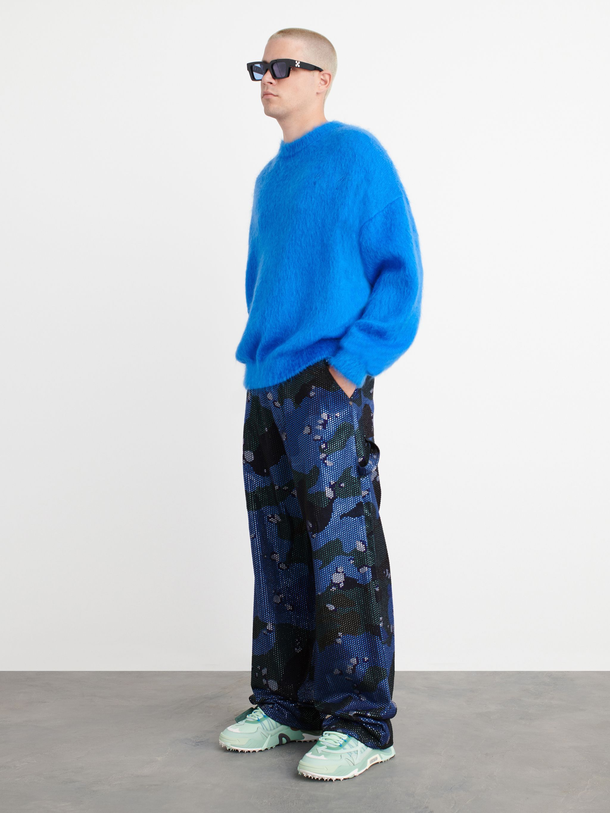 Off-White o1gr1nt0125 Cryst Camo Over Carpenter Jeans in Blue Black Size US 32 / EU 48 - 3 Thumbnail