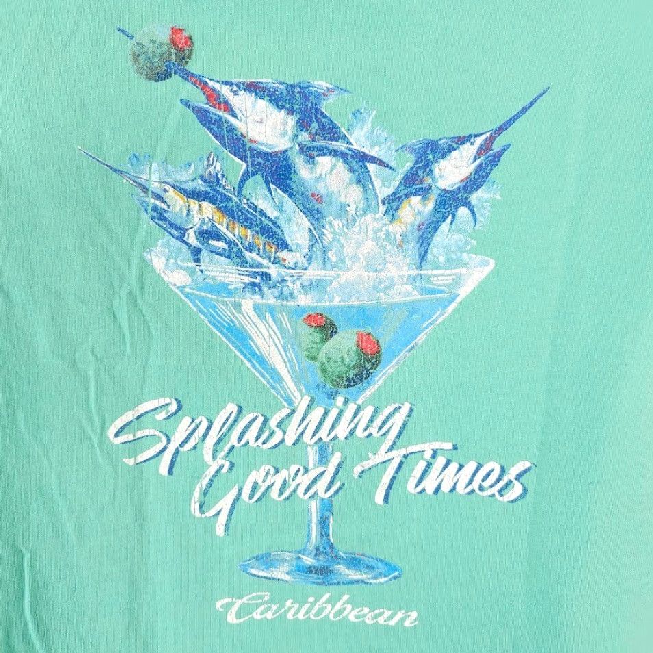 Vintage Caribbean Blue Marlin T Shirt Mens XL Blue Martini Splashing Good Times Size US L / EU 52-54 / 3 - 5 Thumbnail