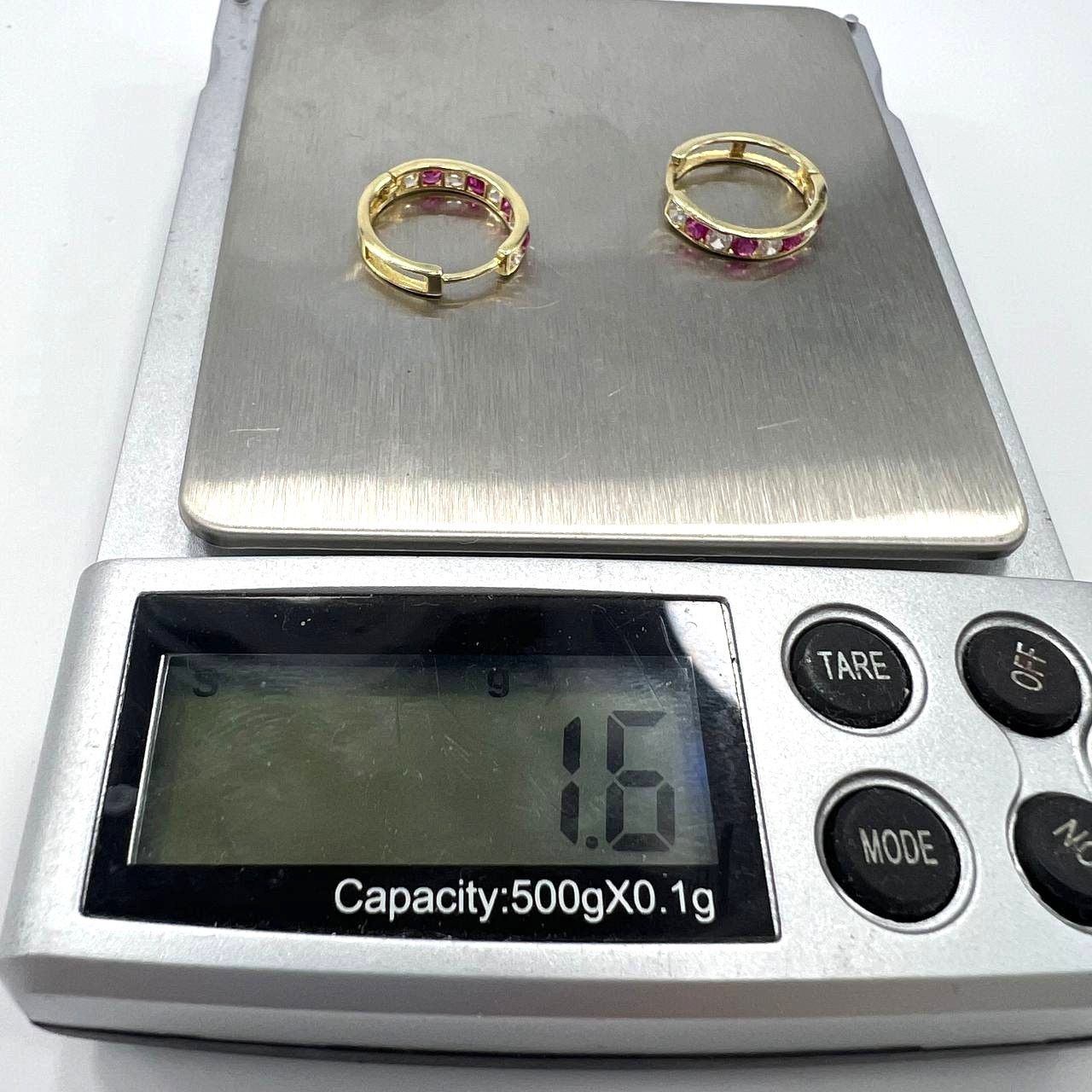 Other New 14K Yellow Gold Hoop Earrings with White and Pink Zircon Size ONE SIZE - 8 Thumbnail