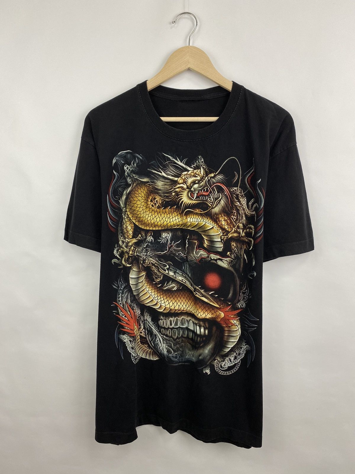 4GSELLER 💀 Vintage Y2K Skull Death Dragon Japan Style T-Shirt Rare Size US XL / EU 56 / 4 - 4 Thumbnail