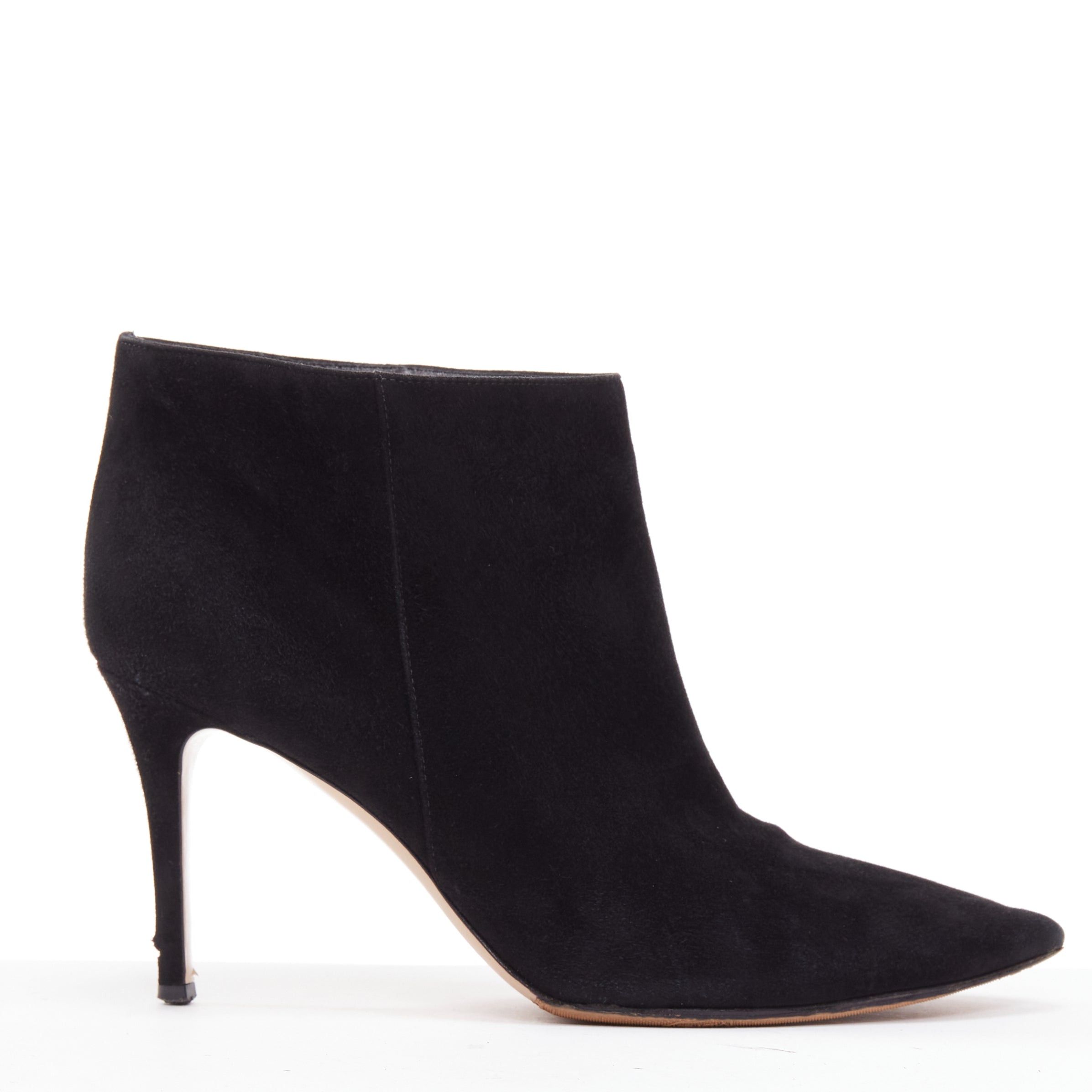 Gianvito Rossi GIANVITO ROSSI Stilo black suede leather pointy toes ankle booties EU37.5 Size US 7.5 / IT 37.5 - 1 Thumbnail