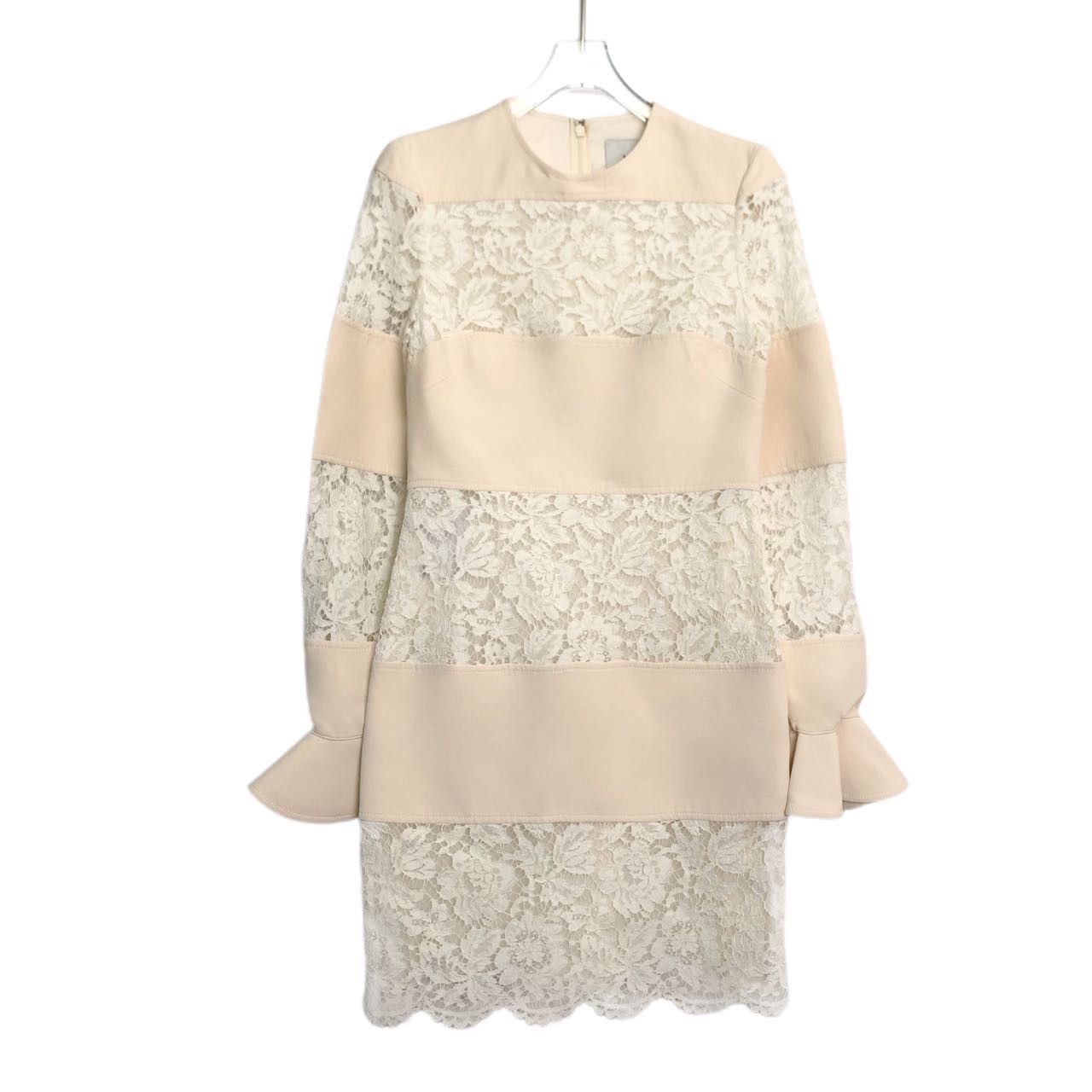 Valentino Valentino, Pink Lace Long Sleeve Crew Neck Dress K26WX Size XS / US 0-2 / IT 36-38 - 1 Thumbnail