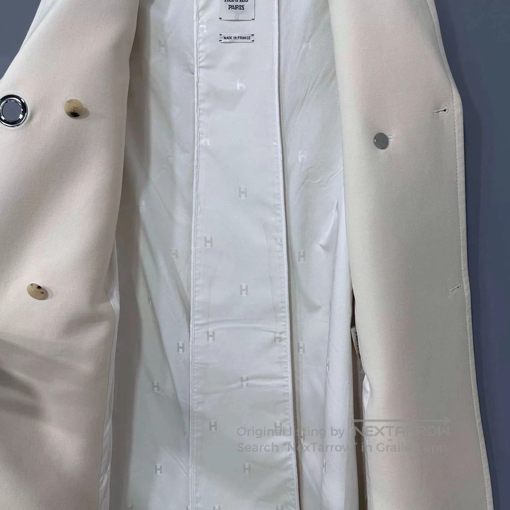 Hermes HERMES Cream Full Print Inner Coat. Size US XS / EU 42 / 0 - 4 Thumbnail