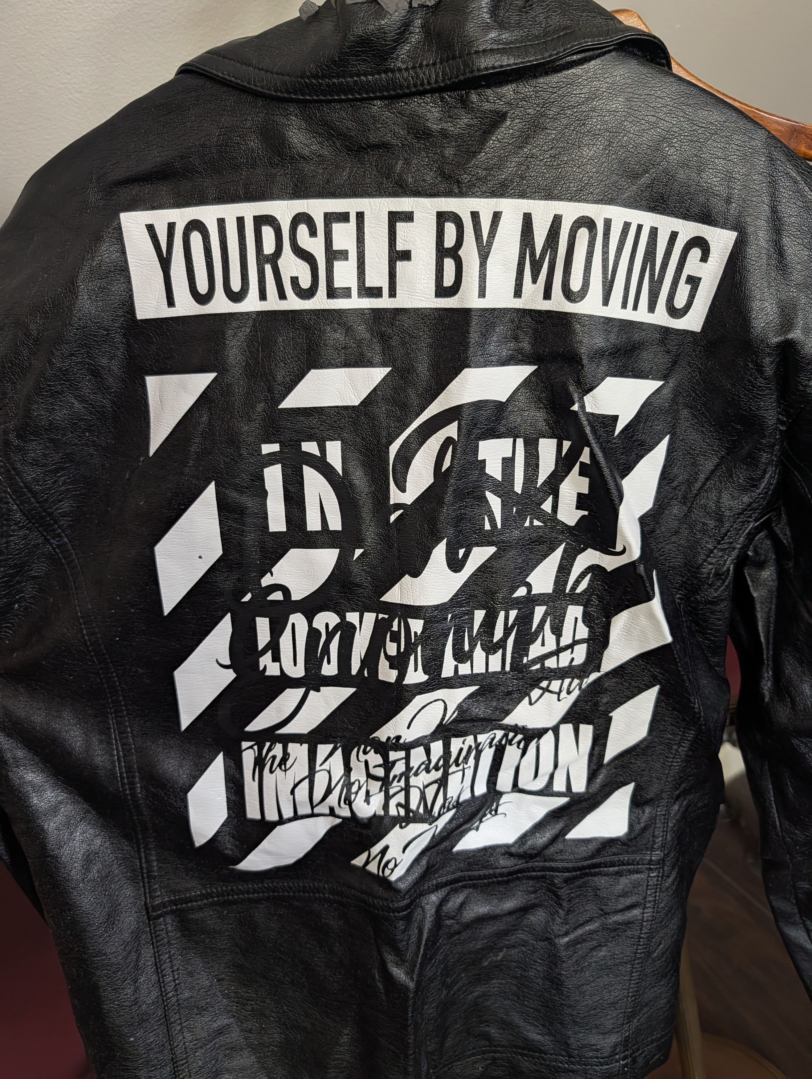 In The Attic Japanese archive graphic black moto faux leather jacket Size US M / EU 48-50 / 2 - 7 Thumbnail