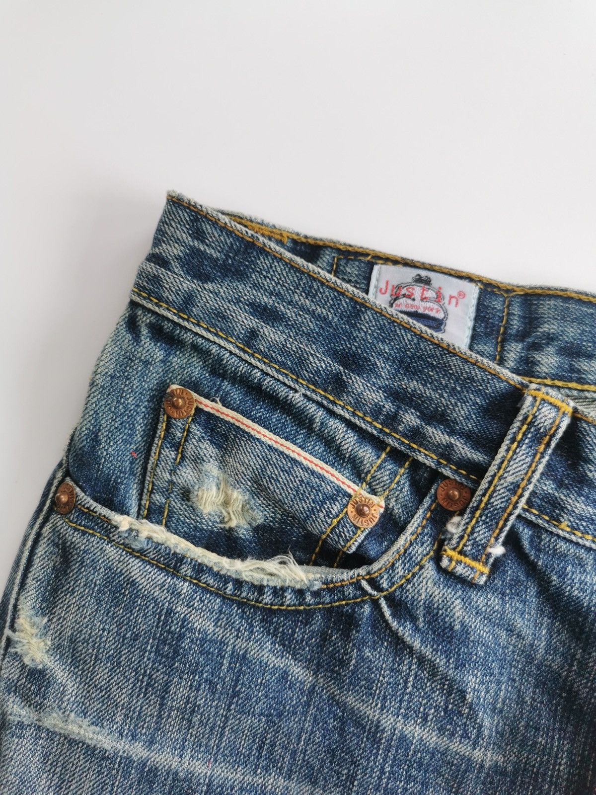 Japanese Brand Bootcut Selvedge Justin Brand Distressed Denim Jeans Size US 28 / EU 44 - 3 Thumbnail