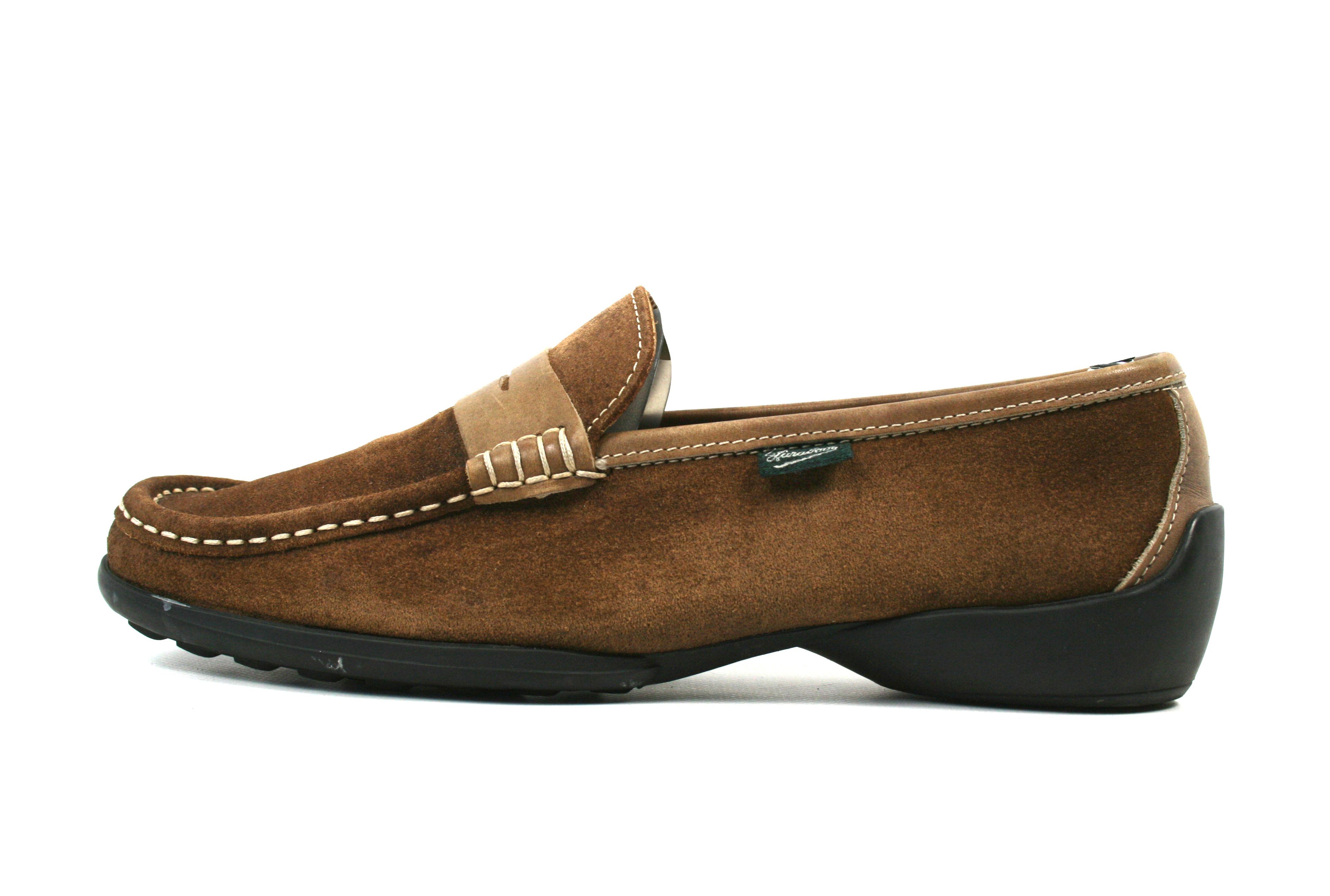 Paraboot 90S Cabrio Damier Suede Penny Loafers Vintage Size US 5.5 / IT 35.5 - 1 Thumbnail