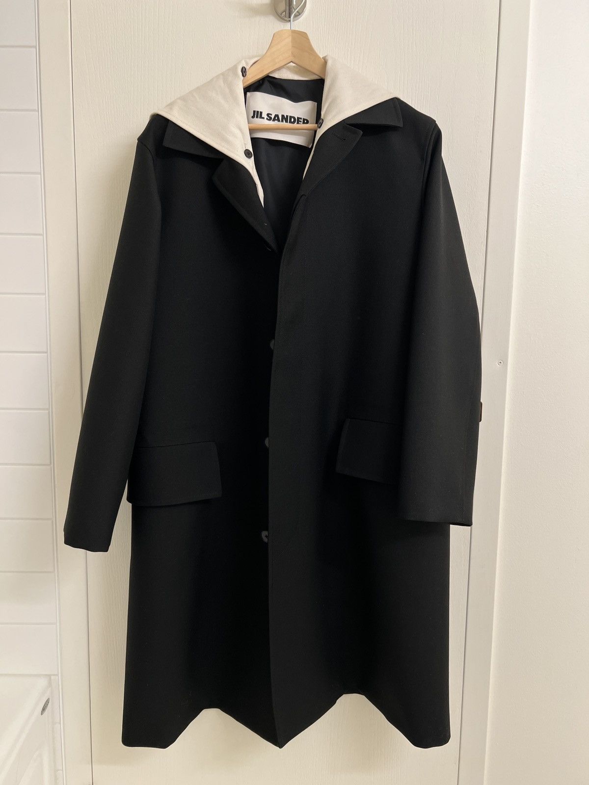 image of Jil Sander Oversized Trench Coat in Black, Men's (Size Small)