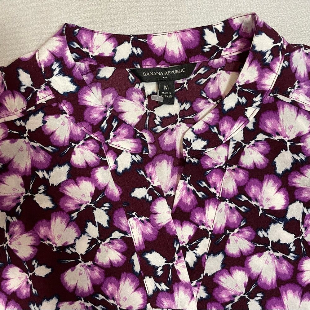 Banana Republic New Banana Republic Floral Purple Long Sleeve Top Tunic Siz Size M / US 6-8 / IT 42-44 - 6 Thumbnail