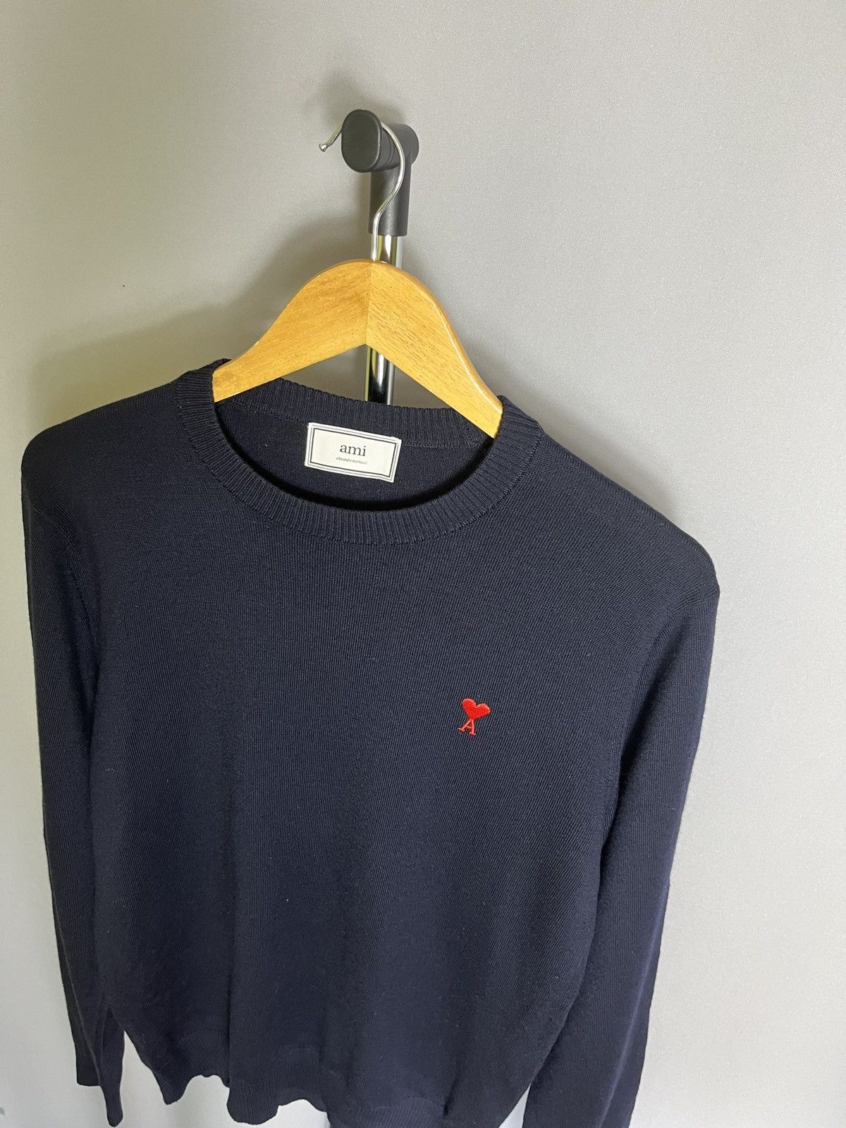 AMI Men's Ami Embroidered Heart Wool Crewneck Knit Sweater Size US L / EU 52-54 / 3 - 3 Thumbnail