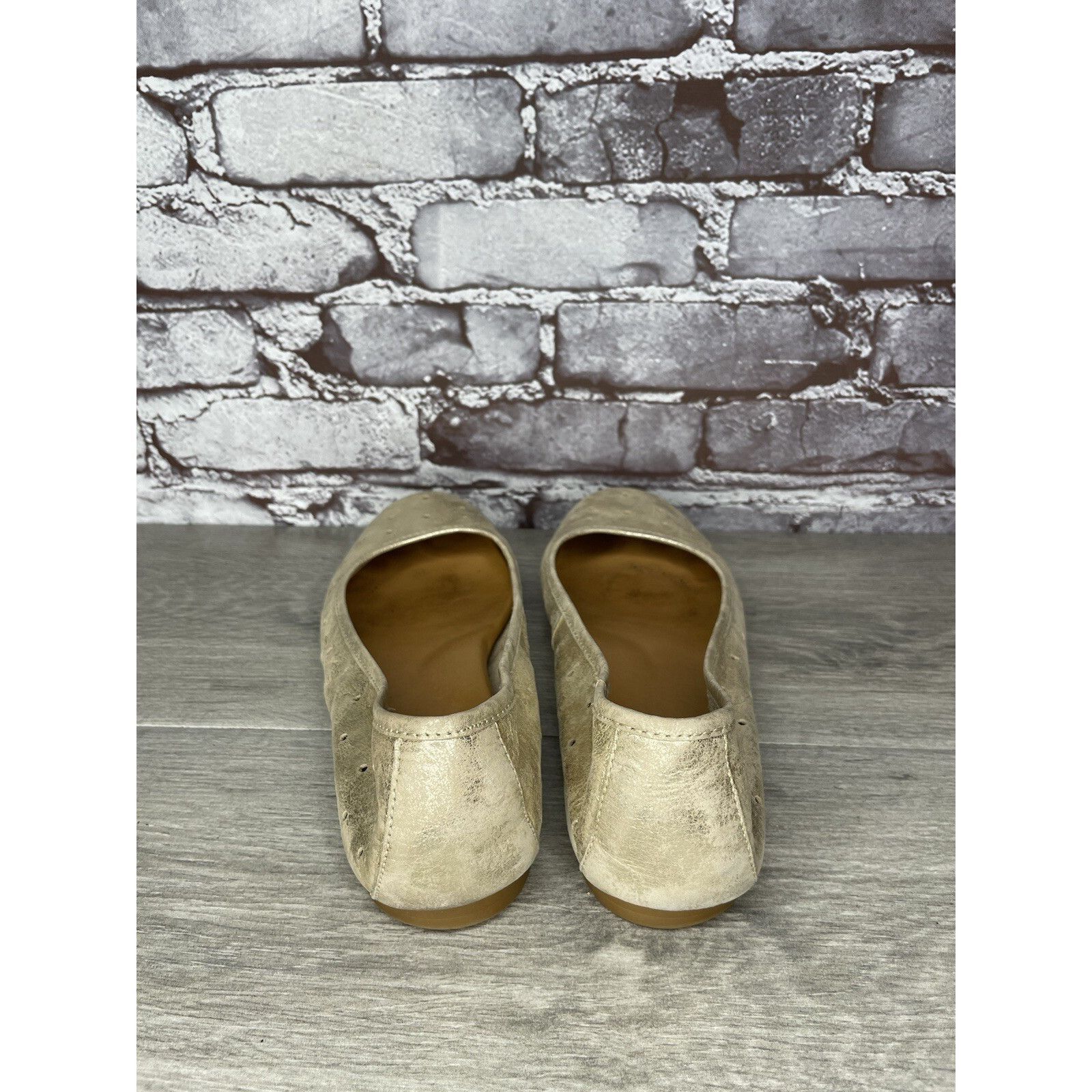 AFFXWRKS Kork Ease Metallic Gold Leather Perforated Ballet Flats Shoe Size US 11 / IT 41 - 3 Thumbnail