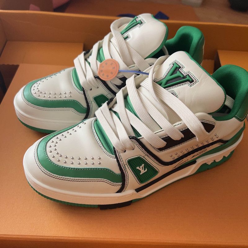 Louis Vuitton Louis Vuitton Green Trainer Low Top Sneakers -2508 Size US 7.5 / EU 40-41 - 1 Thumbnail