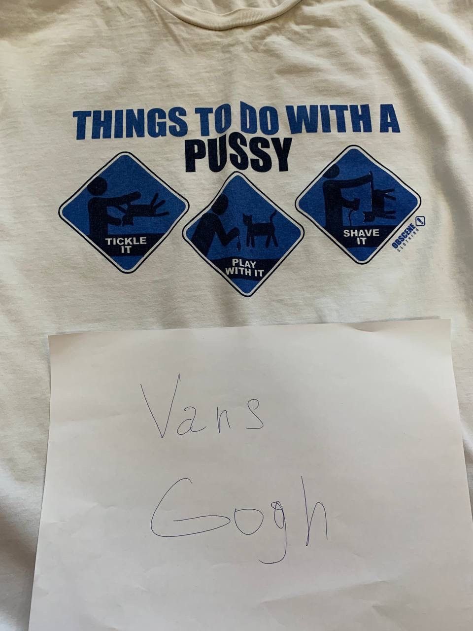 Vintage Humor Sex Pornstar Tee “ Things to do with a pussy ” Size US XL / EU 56 / 4 - 7 Thumbnail