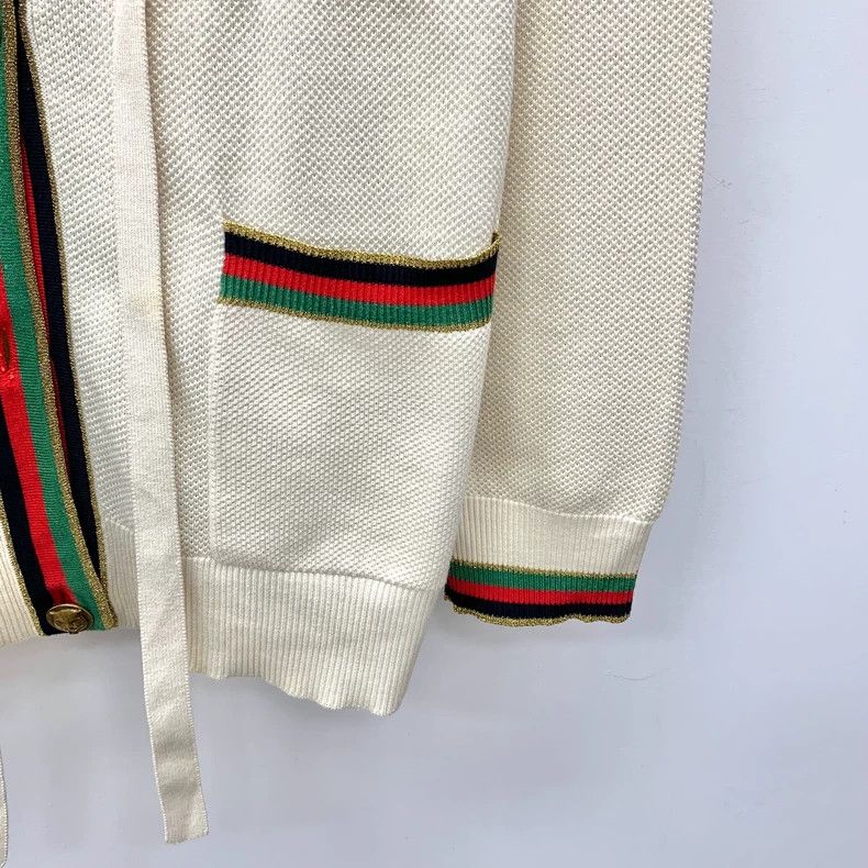 Gucci Gucci Beige striped strawberry embroidered cotton hooded lo Size M / US 6-8 / IT 42-44 - 4 Thumbnail