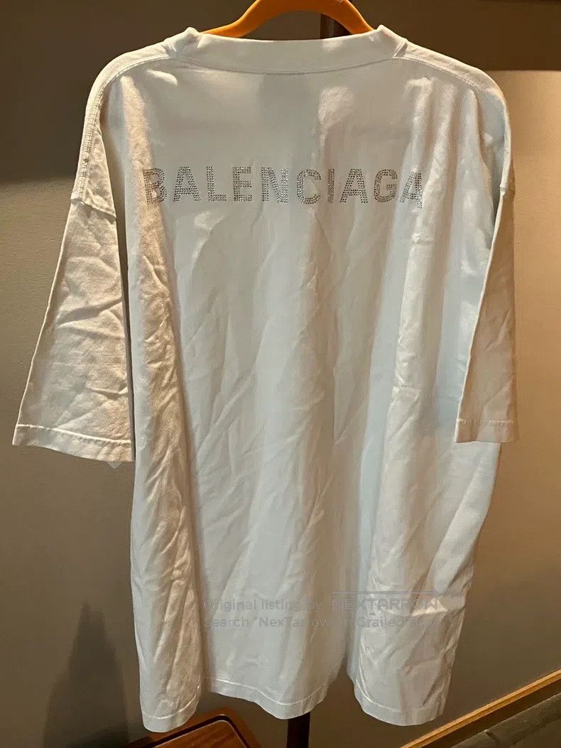 Balenciaga Balenciaga White Short Sleeve T-Shirt with Back Crystal Lo Size US L / EU 52-54 / 3 - 2 Thumbnail