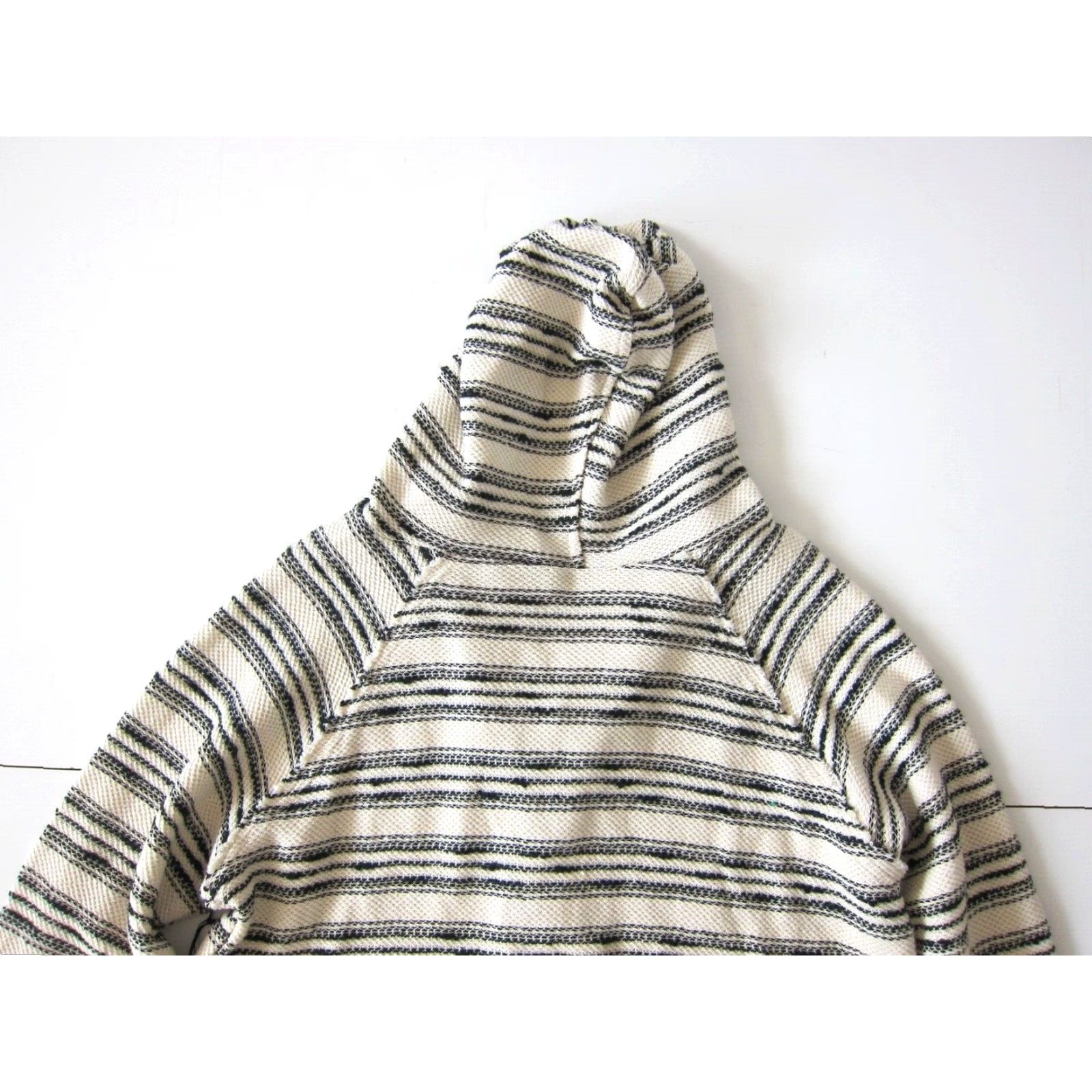 Vintage NWT Doe & Rae Ivory Black Stripe Cotton Knit Lace Up Hooded Sweater Small Size S / US 4 / IT 40 - 6 Thumbnail