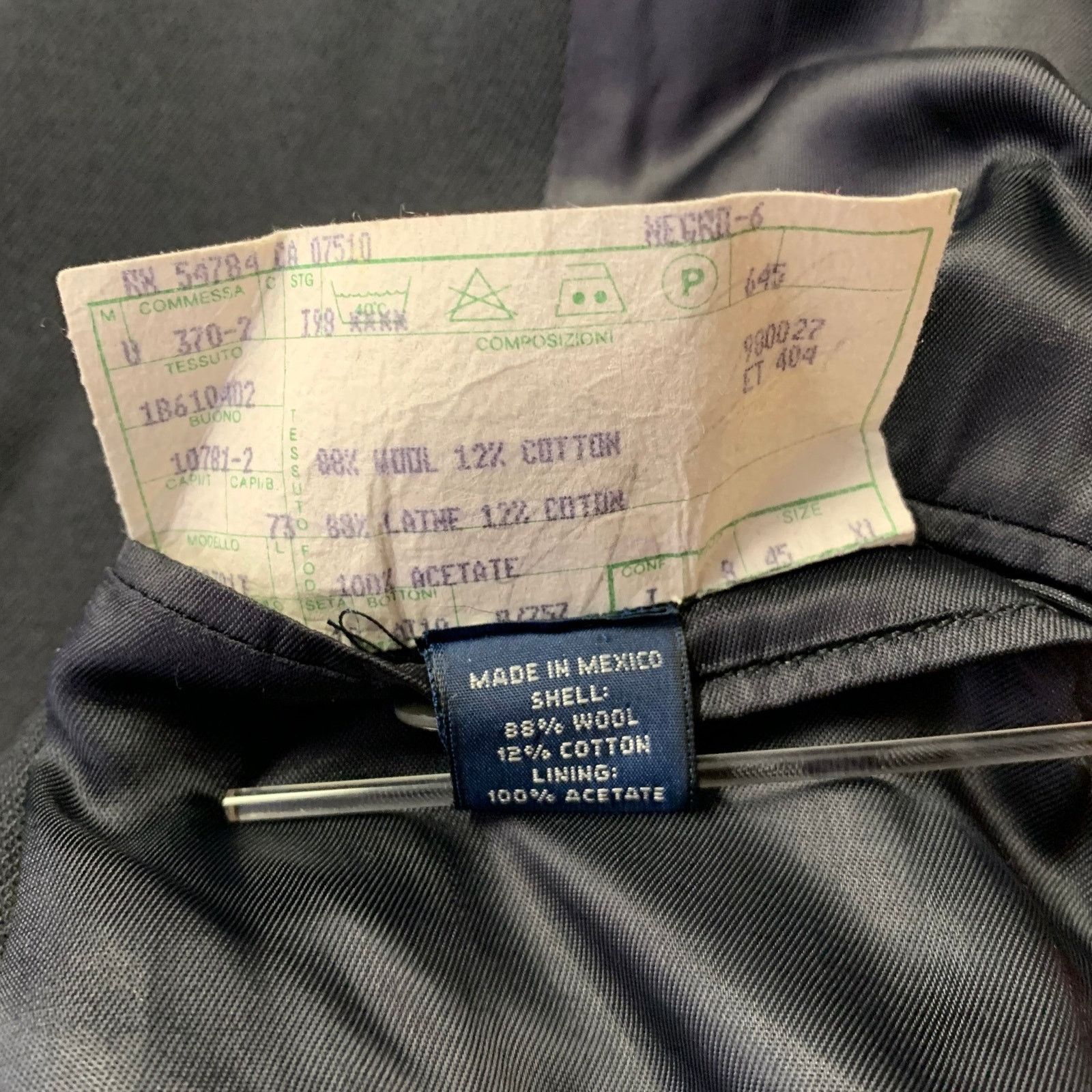 Ralph Lauren RALPH LAUREN Size XL Black Wool Cotton Peak Lapel Sport Coat Size 48R - 5 Thumbnail