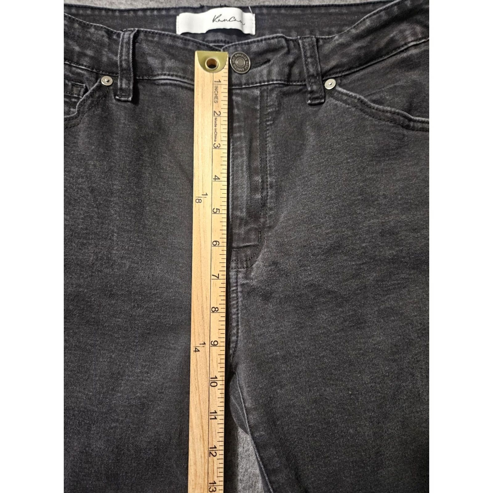 Vintage Kancan Skinny Crop Jeans Women's 13/30 Black Mid Rise Stretch Frayed Hem Preppy City Denim Jeans Womens Size 34" / US 12 / IT 48 - 6 Thumbnail