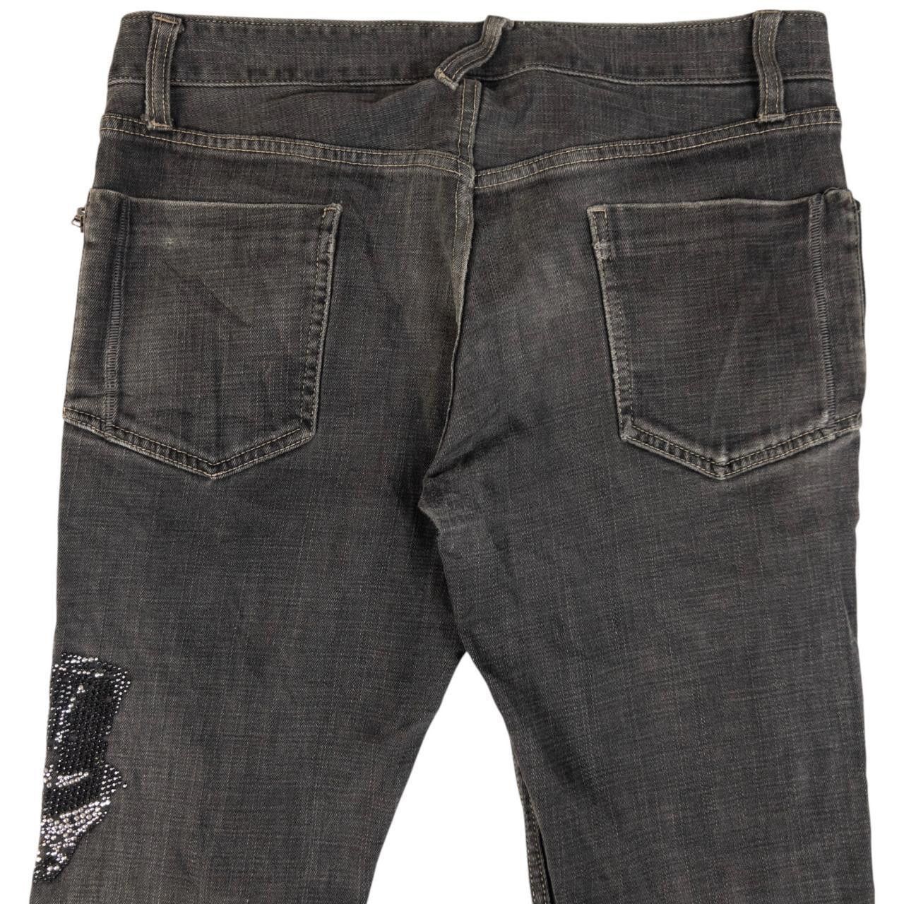 Designer Vintage PPFM Zip Detail Diamonte Denim Jeans Size W34 Size US 33 - 4 Thumbnail