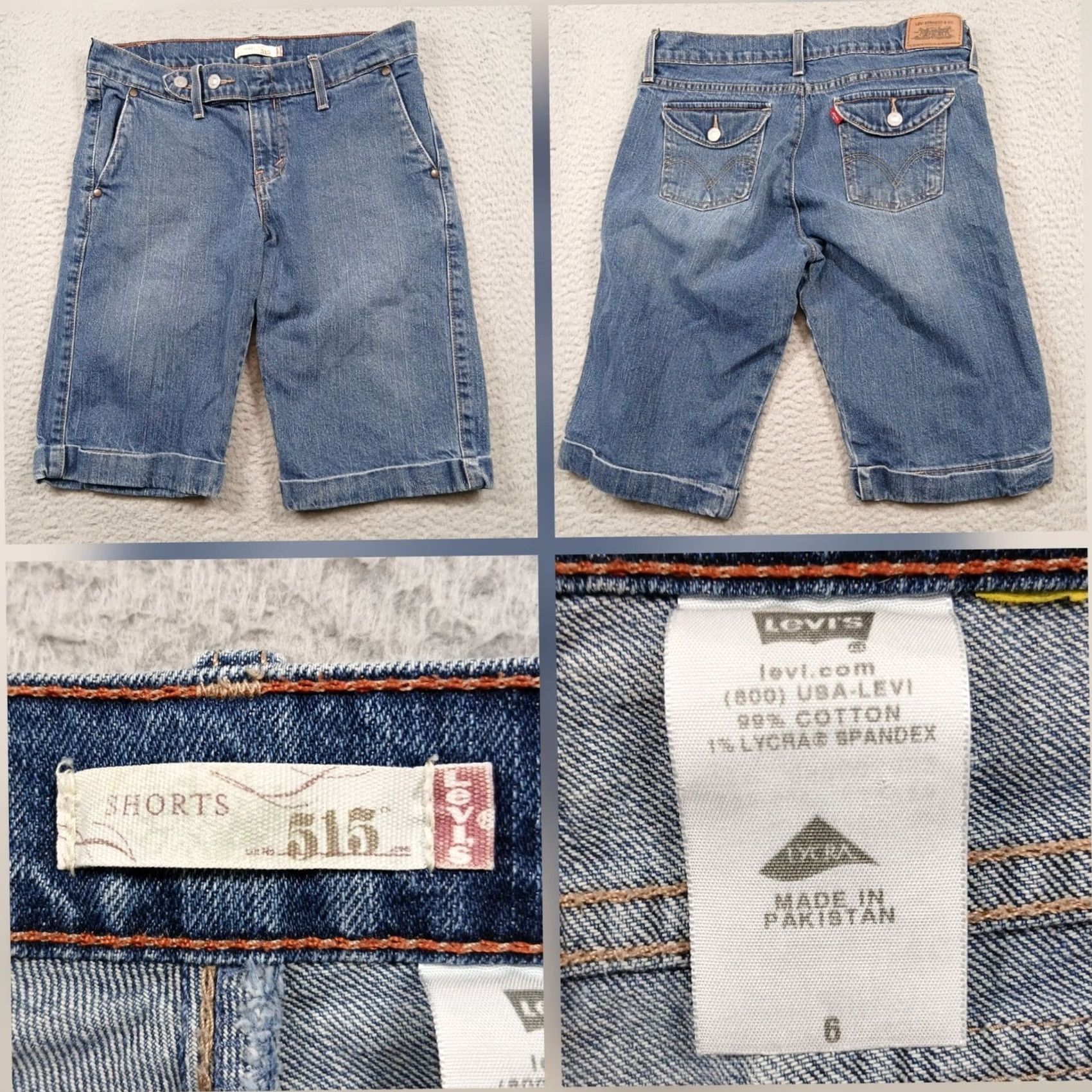 Levi's Levi's 515 Denim Shorts Womens 6 Blue Jean Stretch Cuffed Mid-Rise Bermuda Size 28" / US 6 / IT 42 - 2 Thumbnail