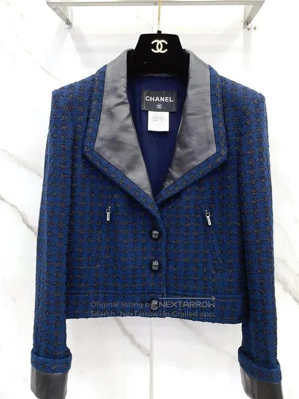 Chanel Chanel Deep Blue Cotton Blend Womens Jacket . Size S / US 4 / IT 40 - 3 Thumbnail