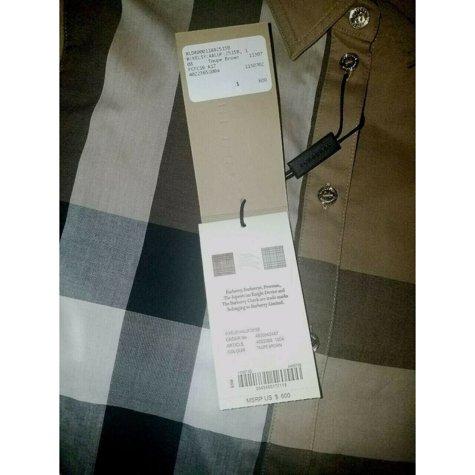 Burberry KELSY BROWN CHECK COTTON BELTED DRES S US 4 / UK 6 / EU 38 Size S / US 4 / IT 40 - 11 Thumbnail