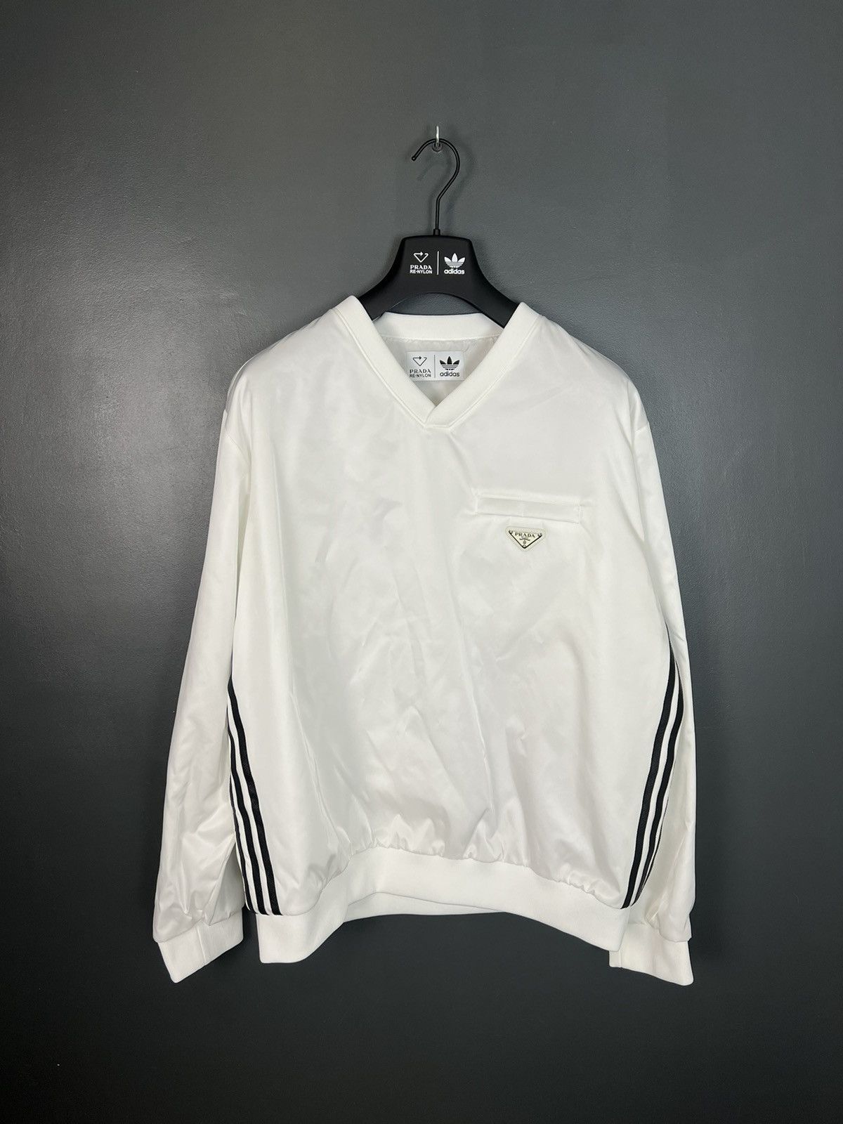 image of Adidas x Prada Re-Nylon Track Sweatshirt Jacket in White, Men's (Size XL)