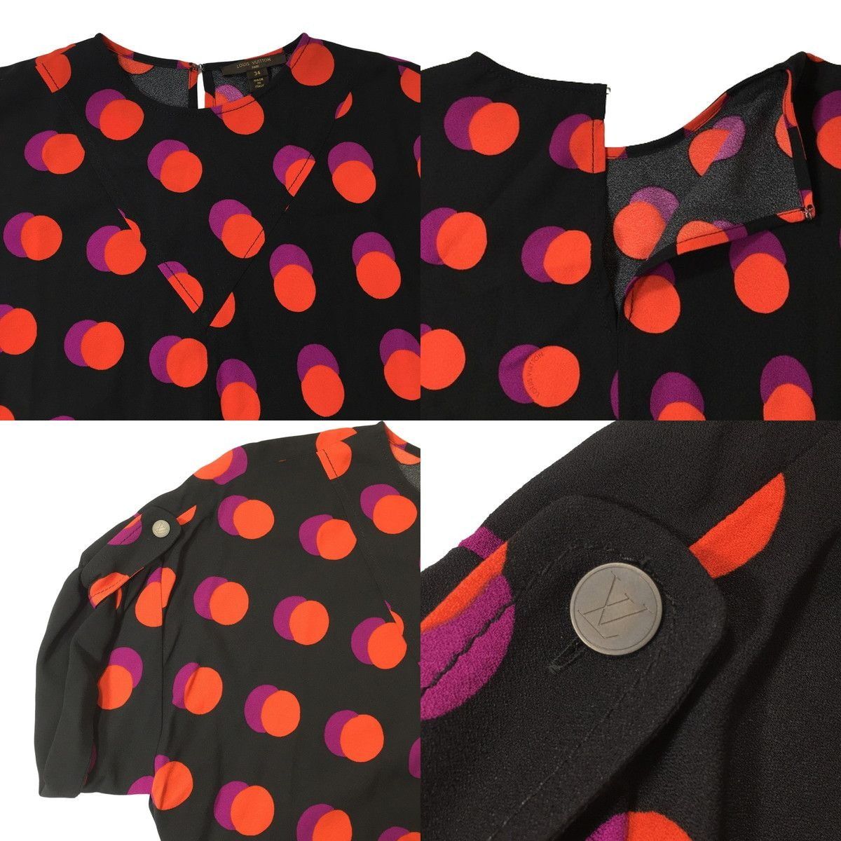 Louis Vuitton Louis Vuitton 2015 Polka Dot Black Silk Dress Knee-Length Dr Size XXS / US 00 / IT 34 - 8 Thumbnail