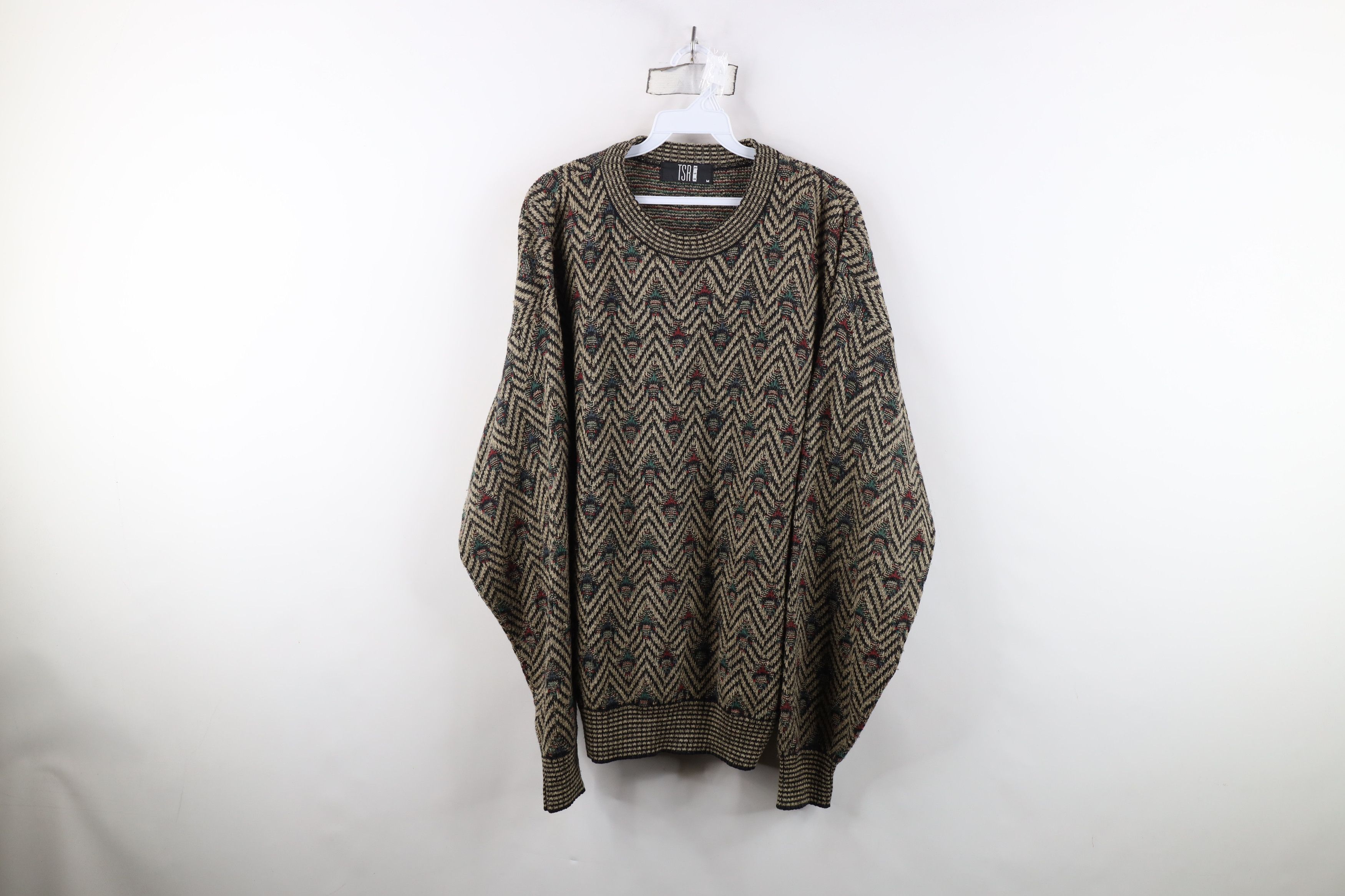 Vintage Vintage 90s Streetwear Herringbone Knit Crewneck Sweater USA Size US M / EU 48-50 / 2 - 1 Thumbnail