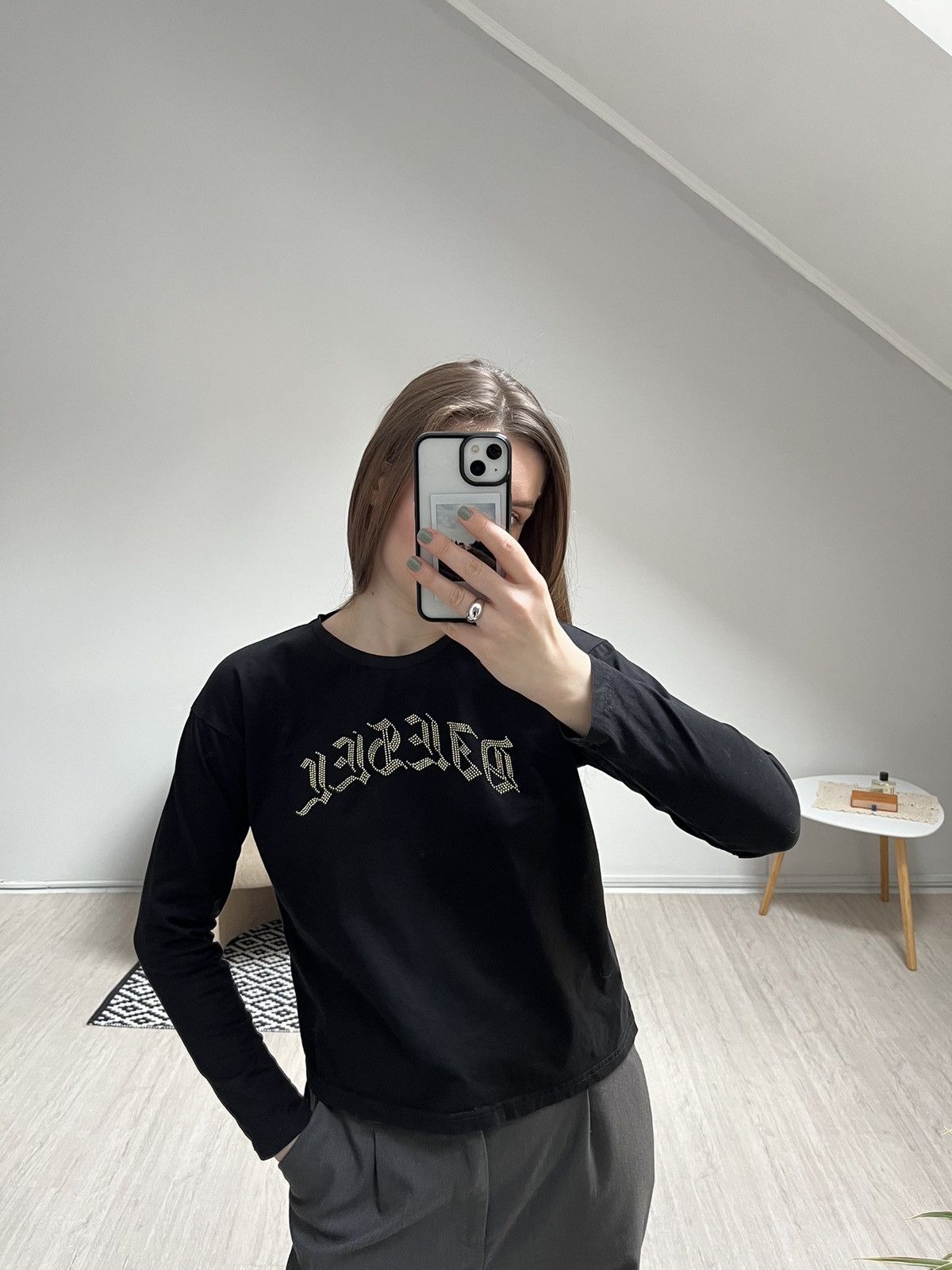 Diesel Diesel T-shirt Long Sleeve Gothic Logo Black Size S / US 4 / IT 40 - 10 Thumbnail
