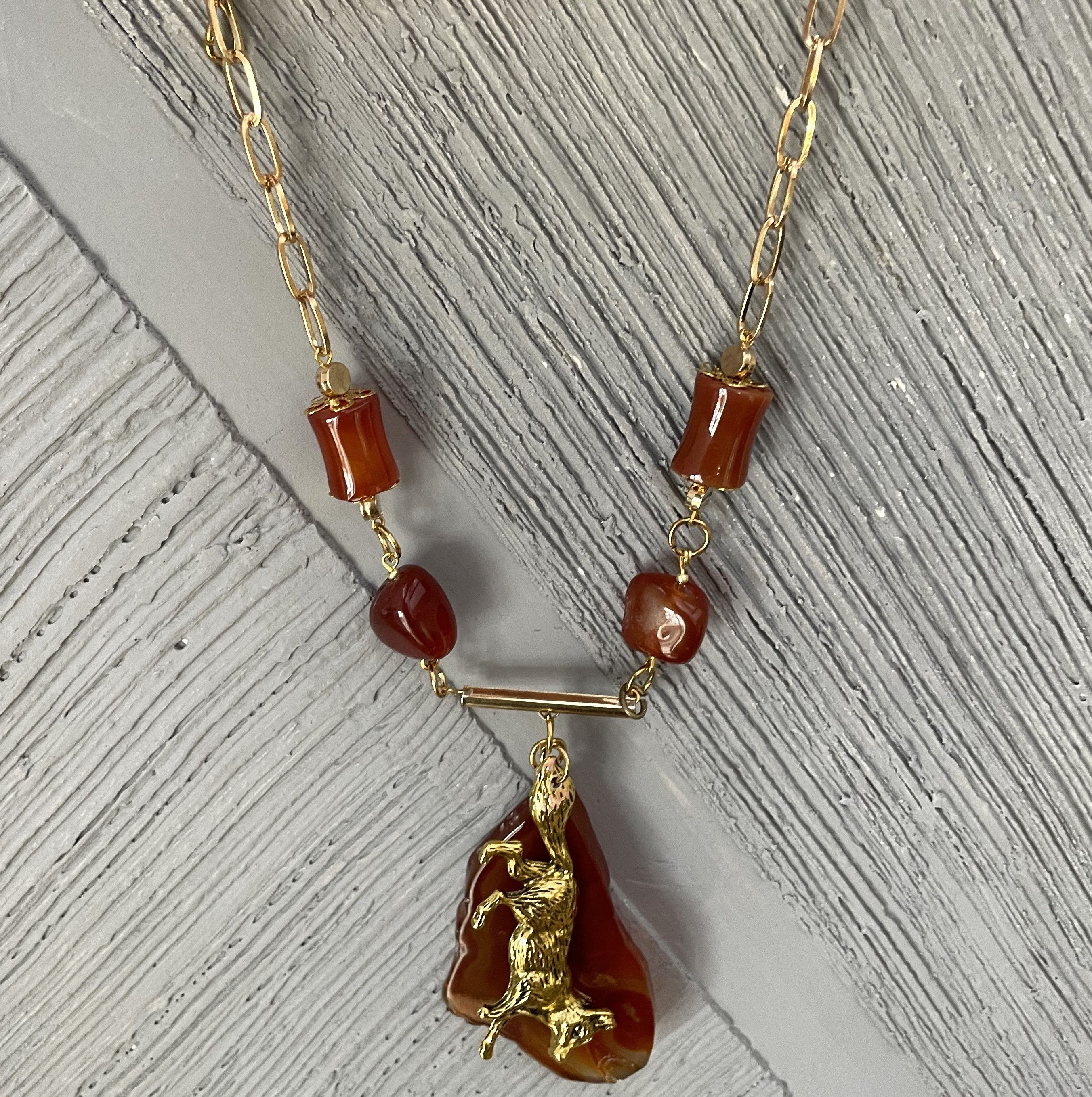 Other Necklace with golden fox and honey carnelian. Size ONE SIZE - 5 Thumbnail