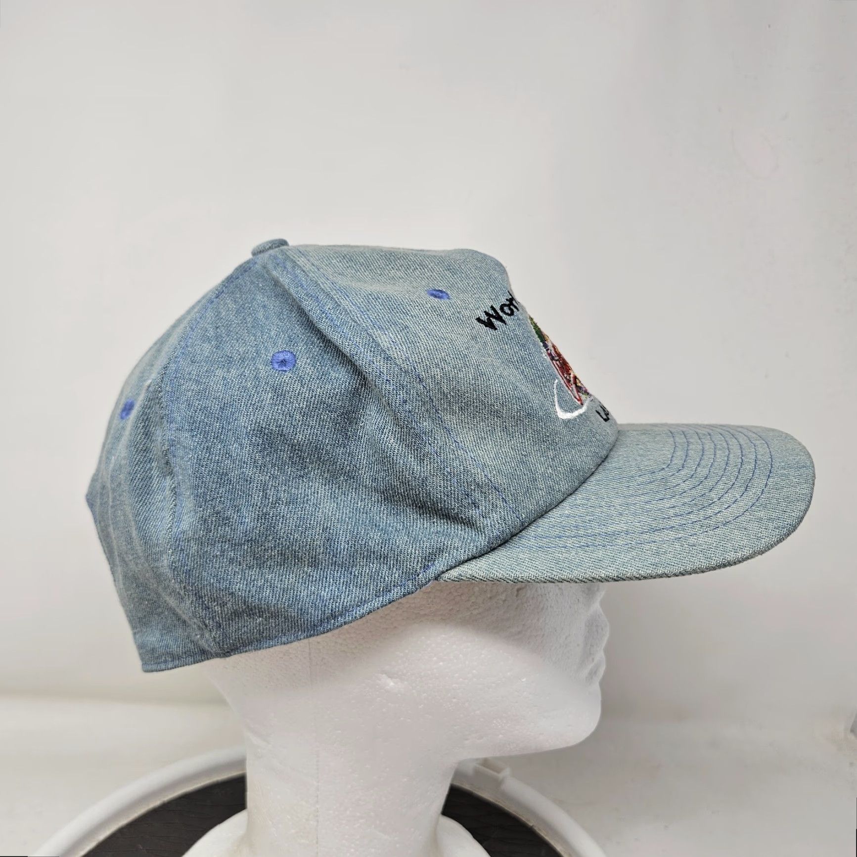 Vintage VINTAGE Coca-Cola Hat Cap Strap Back Denim World of Las Vegas Mens 90s Adjustable One Size Blue Cotton Denim Embroidered Coca-Cola City Mens VINTAGE Size ONE SIZE - 4 Thumbnail