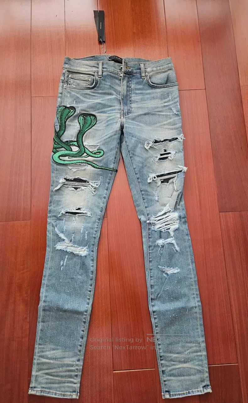 Amiri Amiri Classic Embroidered Patchwork Denim Pants Size US 32 / EU 48 - 1 Thumbnail