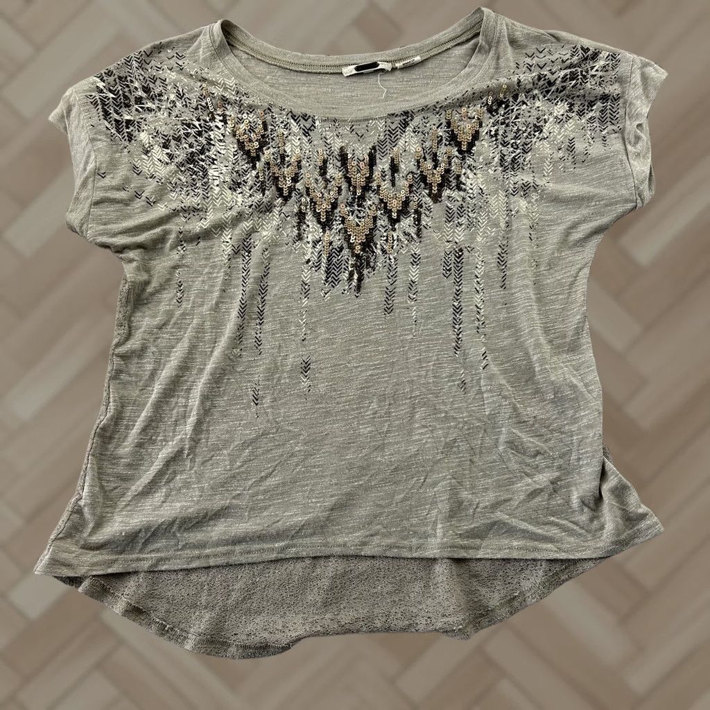 Miss Me Miss Me Gold Short Sleeve Top Women's M Blouse Gold Shirt Women MS Short Sleeve Modern Metal Theme Modern Gold Miss Me Women M Size M / US 6-8 / IT 42-44 - 1 Thumbnail