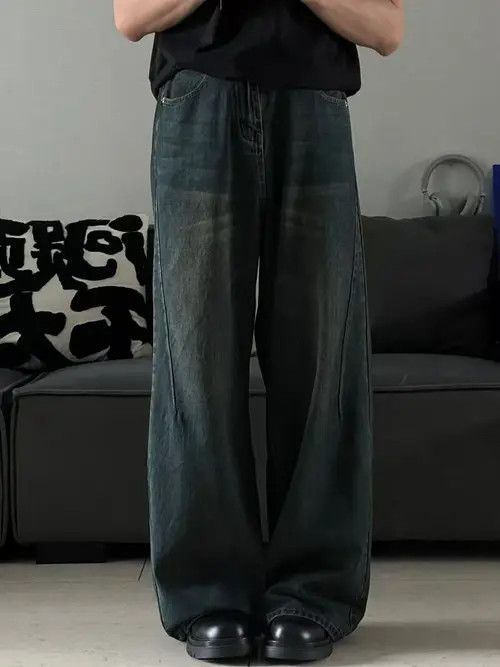 Japanese Brand × Jean Men's blue washed vintage distressed straight jeans Size US 32 / EU 48 - 2 Thumbnail