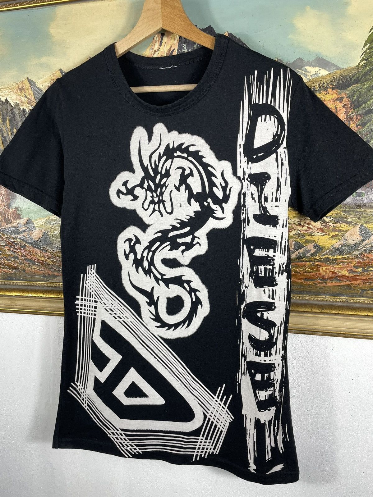 Diesel × Japanese Brand × Vintage Black Retro 00s Diesel T Short Tee Dragon Big Logo Skate Size US XS / EU 42 / 0 - 5 Thumbnail