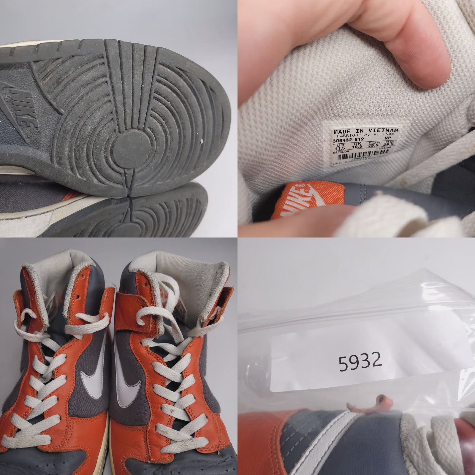 Nike VINTAGE Nike Dunk High College Orange/Flint Grey Men’s 11.5 Nike Dunk High Sneakers Size US 7 / EU 40 - 8 Thumbnail